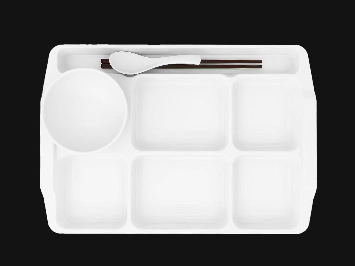 Cafeteria fast food six-grid plate set